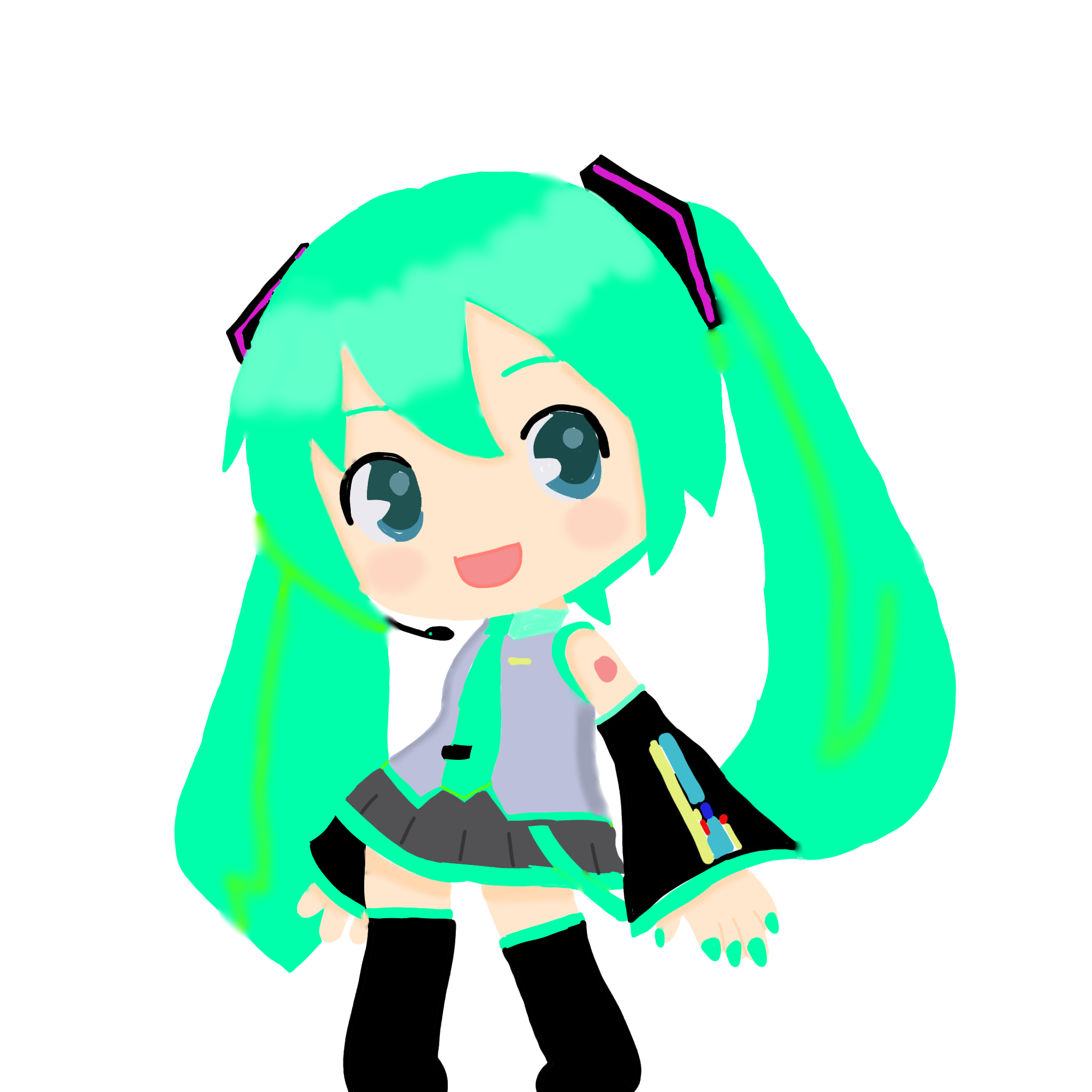 i was bored so i did some miku fanart!!